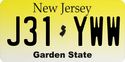 NJ license plate J31YWW