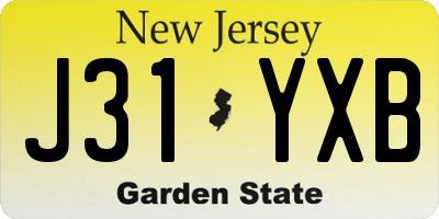 NJ license plate J31YXB