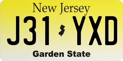 NJ license plate J31YXD