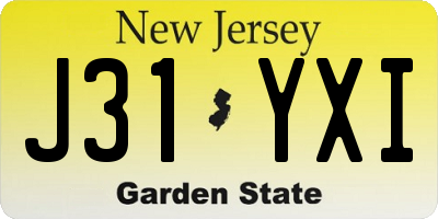 NJ license plate J31YXI