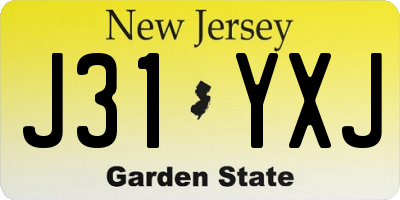 NJ license plate J31YXJ