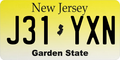 NJ license plate J31YXN