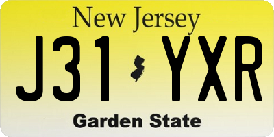 NJ license plate J31YXR