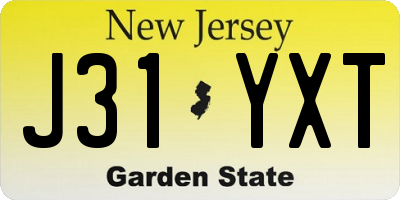 NJ license plate J31YXT