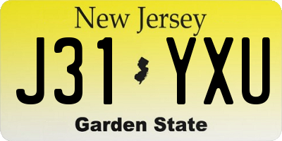 NJ license plate J31YXU