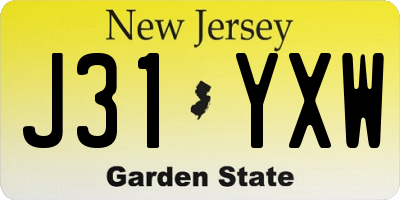 NJ license plate J31YXW