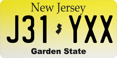 NJ license plate J31YXX