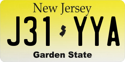 NJ license plate J31YYA