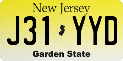 NJ license plate J31YYD