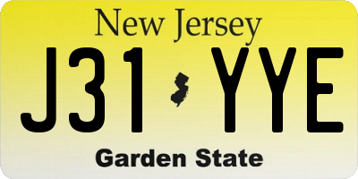 NJ license plate J31YYE