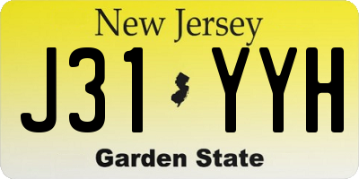 NJ license plate J31YYH