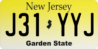 NJ license plate J31YYJ