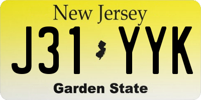 NJ license plate J31YYK