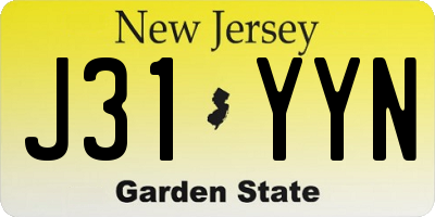 NJ license plate J31YYN