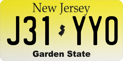 NJ license plate J31YYO