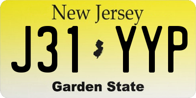 NJ license plate J31YYP