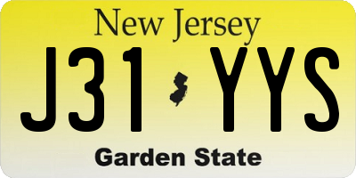 NJ license plate J31YYS