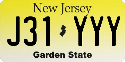 NJ license plate J31YYY