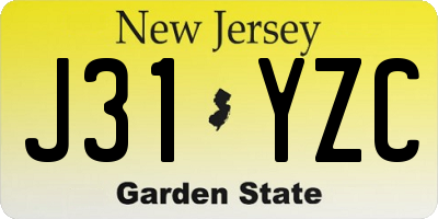 NJ license plate J31YZC