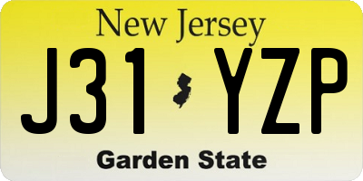 NJ license plate J31YZP
