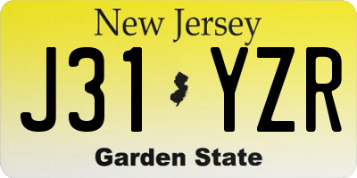 NJ license plate J31YZR