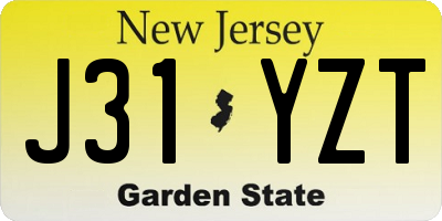 NJ license plate J31YZT
