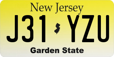 NJ license plate J31YZU
