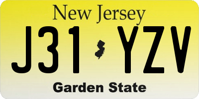 NJ license plate J31YZV