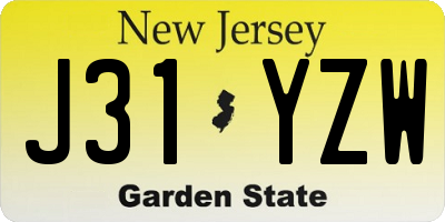 NJ license plate J31YZW