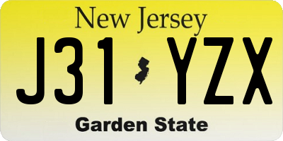 NJ license plate J31YZX