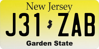 NJ license plate J31ZAB