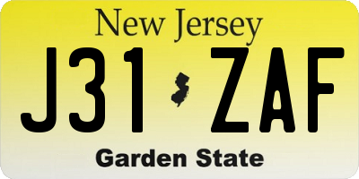 NJ license plate J31ZAF