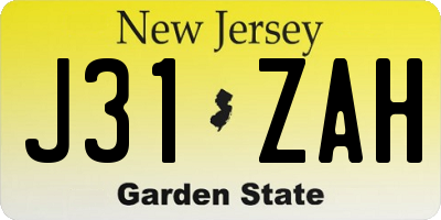 NJ license plate J31ZAH