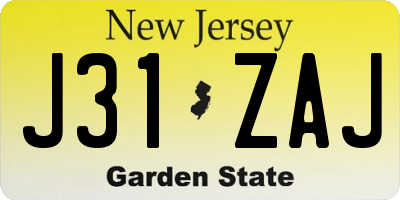 NJ license plate J31ZAJ