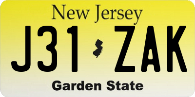 NJ license plate J31ZAK