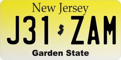 NJ license plate J31ZAM