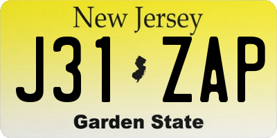NJ license plate J31ZAP
