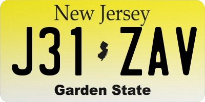 NJ license plate J31ZAV