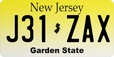 NJ license plate J31ZAX