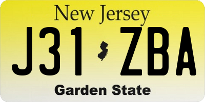 NJ license plate J31ZBA