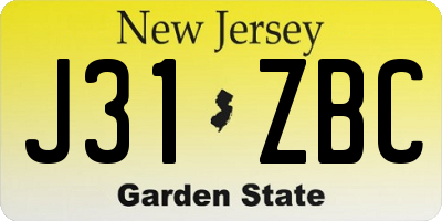 NJ license plate J31ZBC