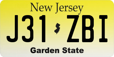 NJ license plate J31ZBI