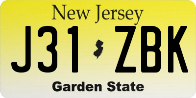 NJ license plate J31ZBK