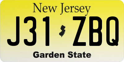 NJ license plate J31ZBQ