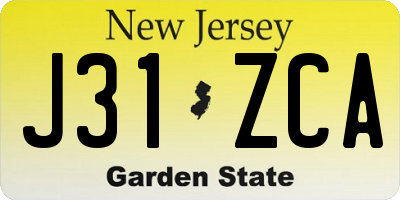 NJ license plate J31ZCA
