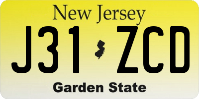 NJ license plate J31ZCD