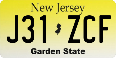 NJ license plate J31ZCF