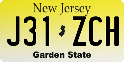 NJ license plate J31ZCH