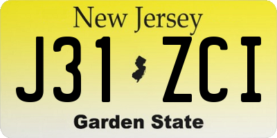 NJ license plate J31ZCI