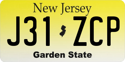 NJ license plate J31ZCP